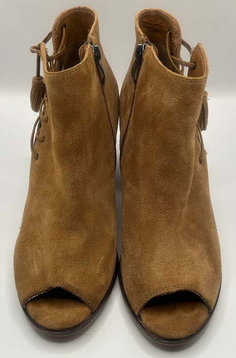 Franco Fortini Shoes - Franco Fortini Ramone Brown Suede Peep Toe Lace-Up Ankle Booties